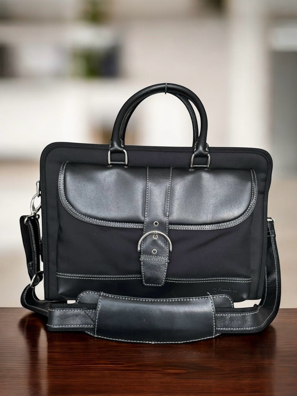 Franklin Covey Laptop Bag Briefcase Black Leather